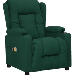 Fauteuils Et Chaises-vidaXL Fauteuil électrique de massage Tissu Vert foncé