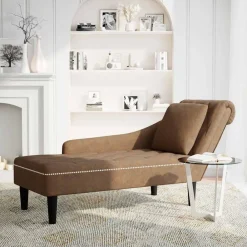 Fauteuils Et Chaises-vidaXL Fauteuil long avec coussin et accoudoir droit similicuir Marron
