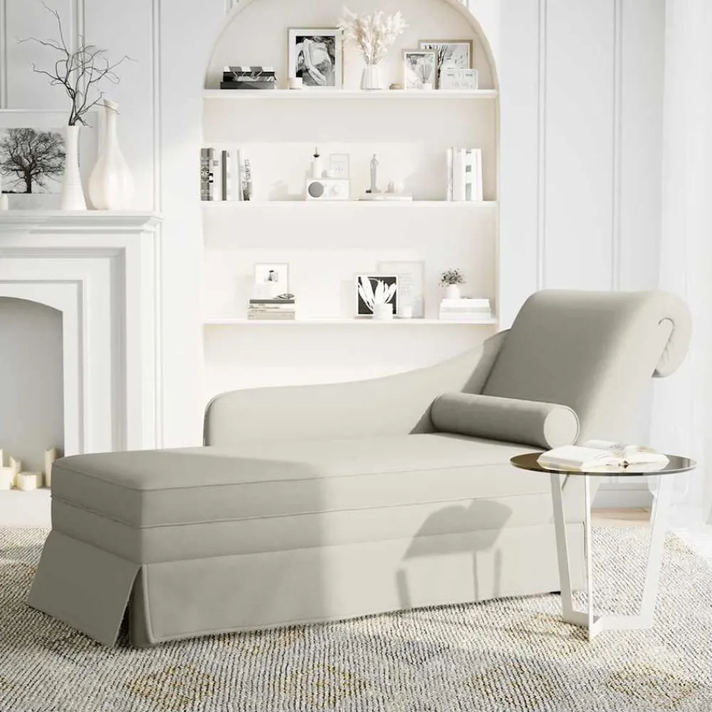 Fauteuils Et Chaises-vidaXL Fauteuil long avec traversin et accoudoir droit crème velours Crème