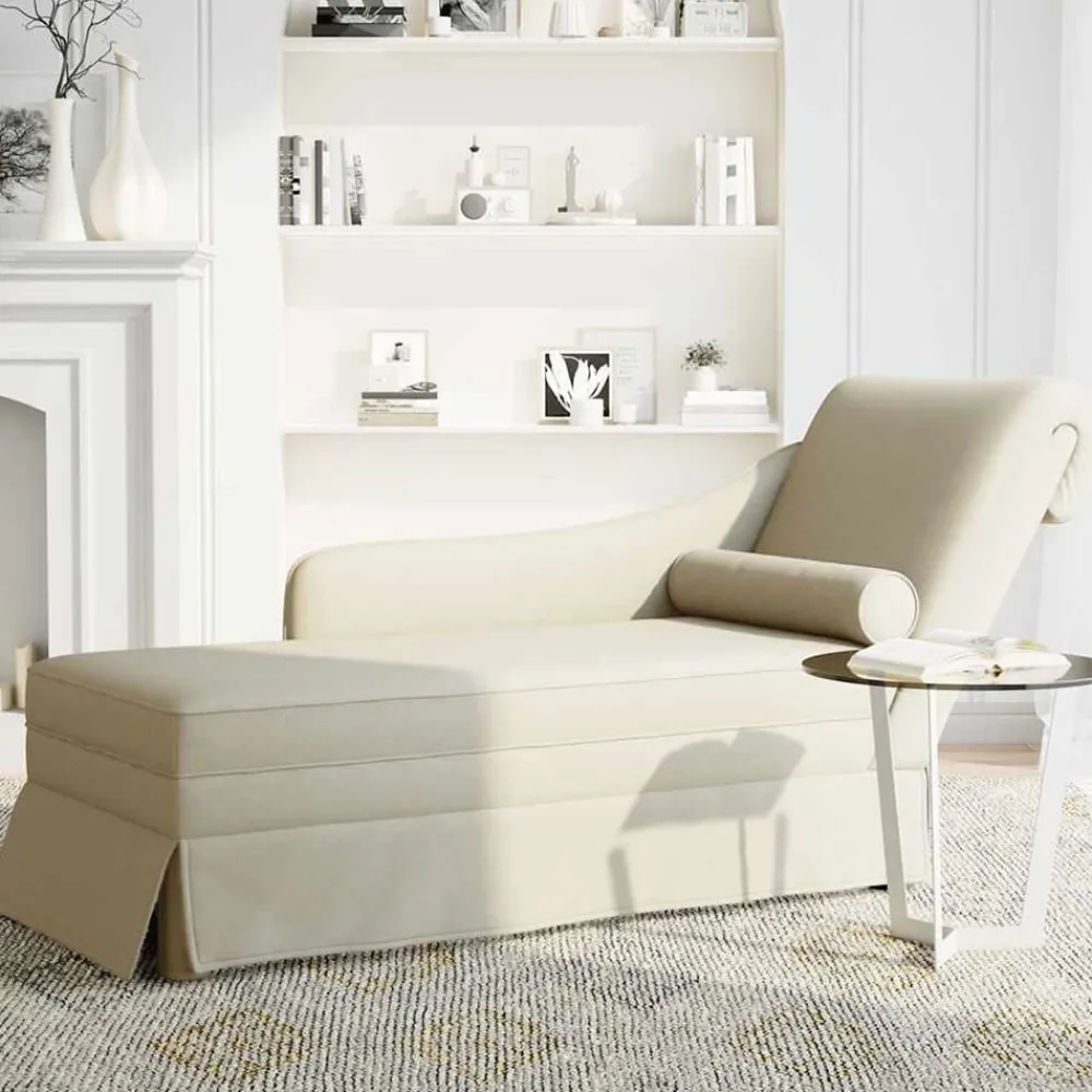 Fauteuils Et Chaises-vidaXL Fauteuil long avec traversin et accoudoir droit crème velours Crème