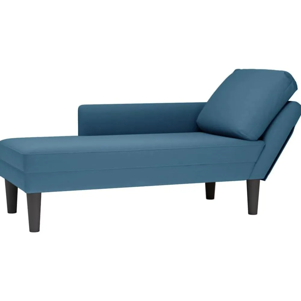Fauteuils Et Chaises-vidaXL Fauteuil long avec coussin et accoudoir droit velours Bleu