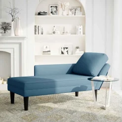 Fauteuils Et Chaises-vidaXL Fauteuil long avec coussin et accoudoir droit velours Bleu