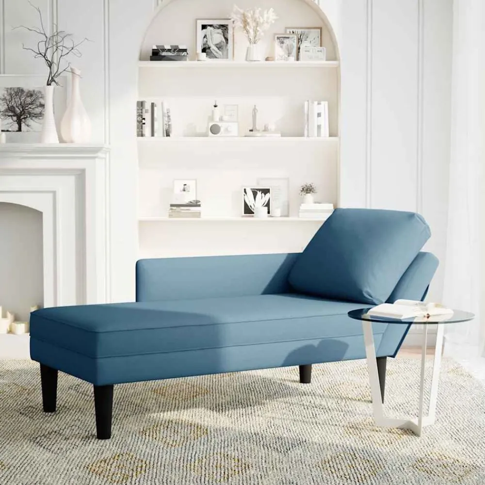Fauteuils Et Chaises-vidaXL Fauteuil long avec coussin et accoudoir droit velours Bleu