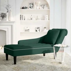 vidaXL Fauteuil long et coussin et accoudoir droit velours