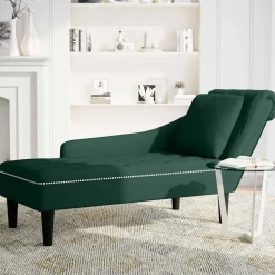 vidaXL Fauteuil long et coussin et accoudoir droit velours
