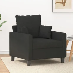Canapés-vidaXL Fauteuil 60 cm Tissu Noir