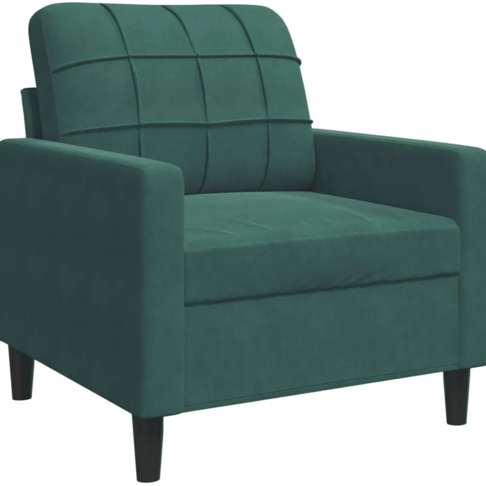Canapés-vidaXL Fauteuil 60 cm Velours Vert foncé