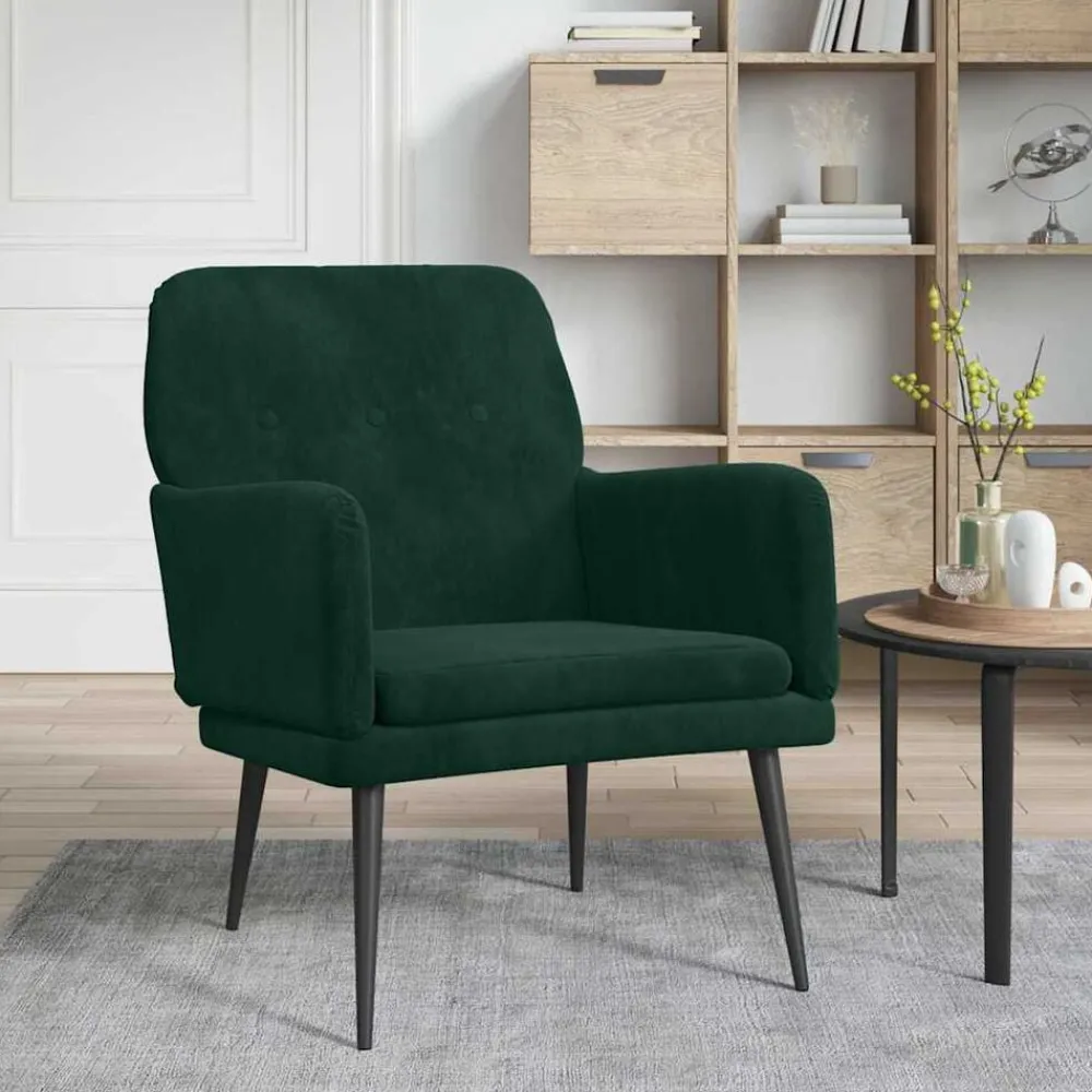 Fauteuils Et Chaises-vidaXL Fauteuil 62x79x79 cm Velours Vert foncé