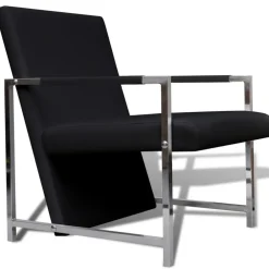 Fauteuils Et Chaises-vidaXL Fauteuils lot de 2 avec cadre chromé similicuir Noir