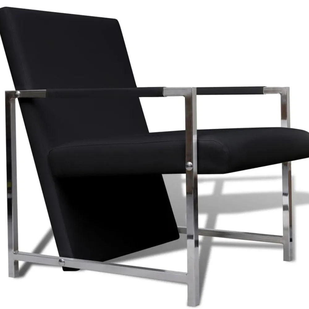 Fauteuils Et Chaises-vidaXL Fauteuils lot de 2 avec cadre chromé similicuir Noir