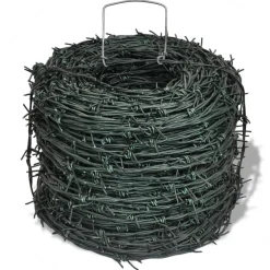 vidaXL Fil de fer barbelé d'enchevêtrement rouleau vert 100 m
