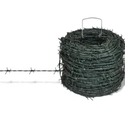 vidaXL Fil de fer barbelé d'enchevêtrement rouleau vert 100 m