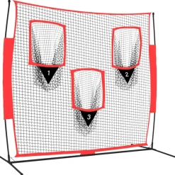 vidaXL Filet de baseball portable Noir/rouge 183x105x183 cm Polyester