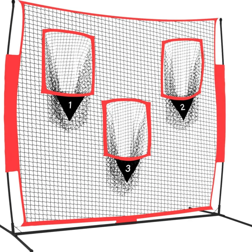 vidaXL Filet de baseball portable Noir/rouge 183x105x183 cm Polyester