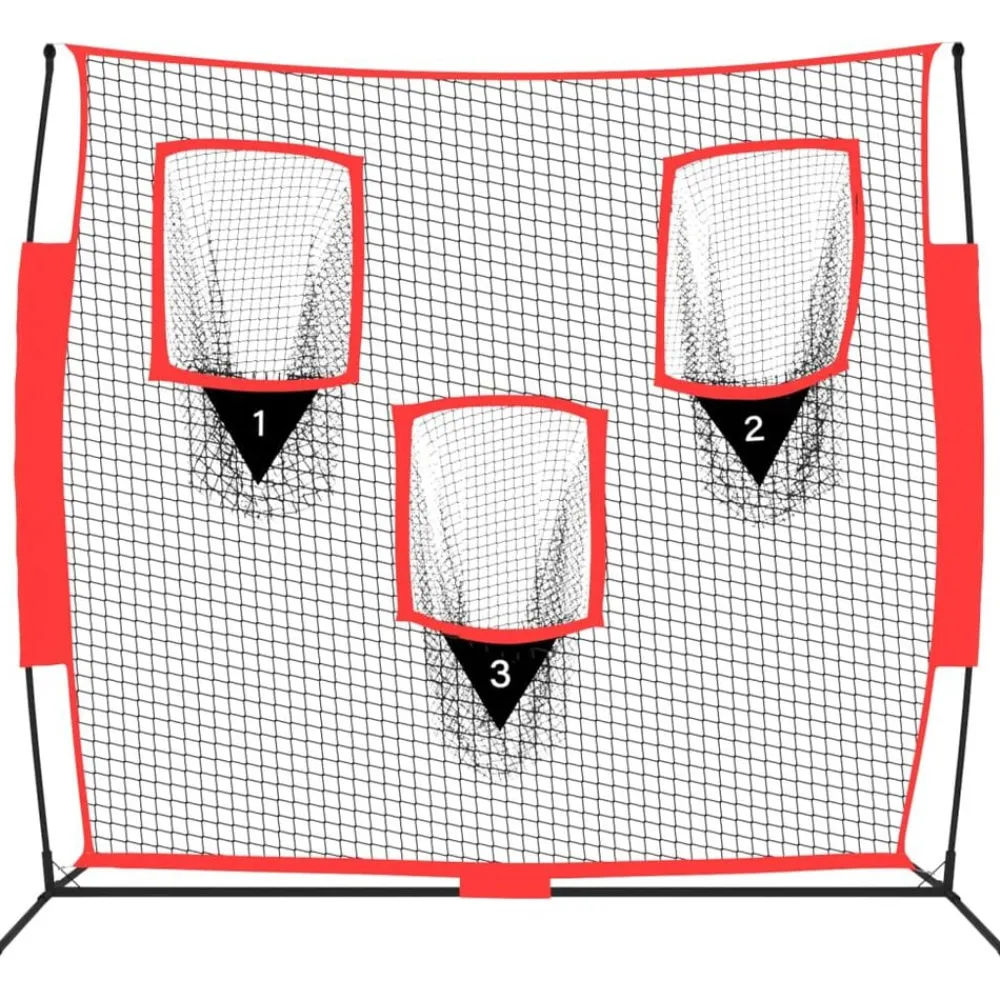 vidaXL Filet de baseball portable Noir/rouge 183x105x183 cm Polyester
