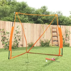 Divers Sports-vidaXL Filet de baseball portable orange et noir 183x182x183 cm