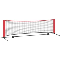 vidaXL Filet de tennis Noir et Rouge 301 x 90,5 x 87 cm Polyester