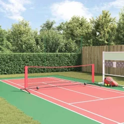 vidaXL Filet de tennis Noir et Rouge 301 x 90,5 x 87 cm Polyester