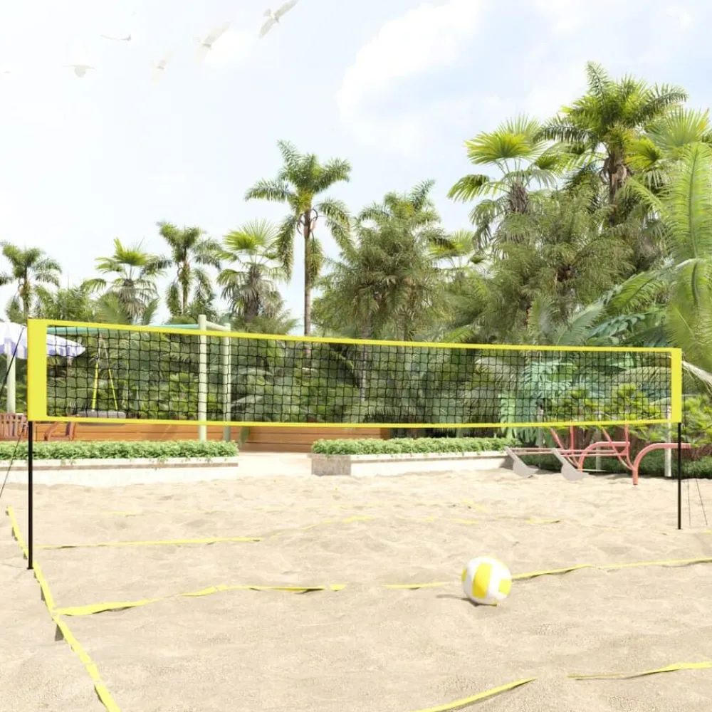 vidaXL Filet de volley-ball jaune et noir 823x244 cm PE tissu