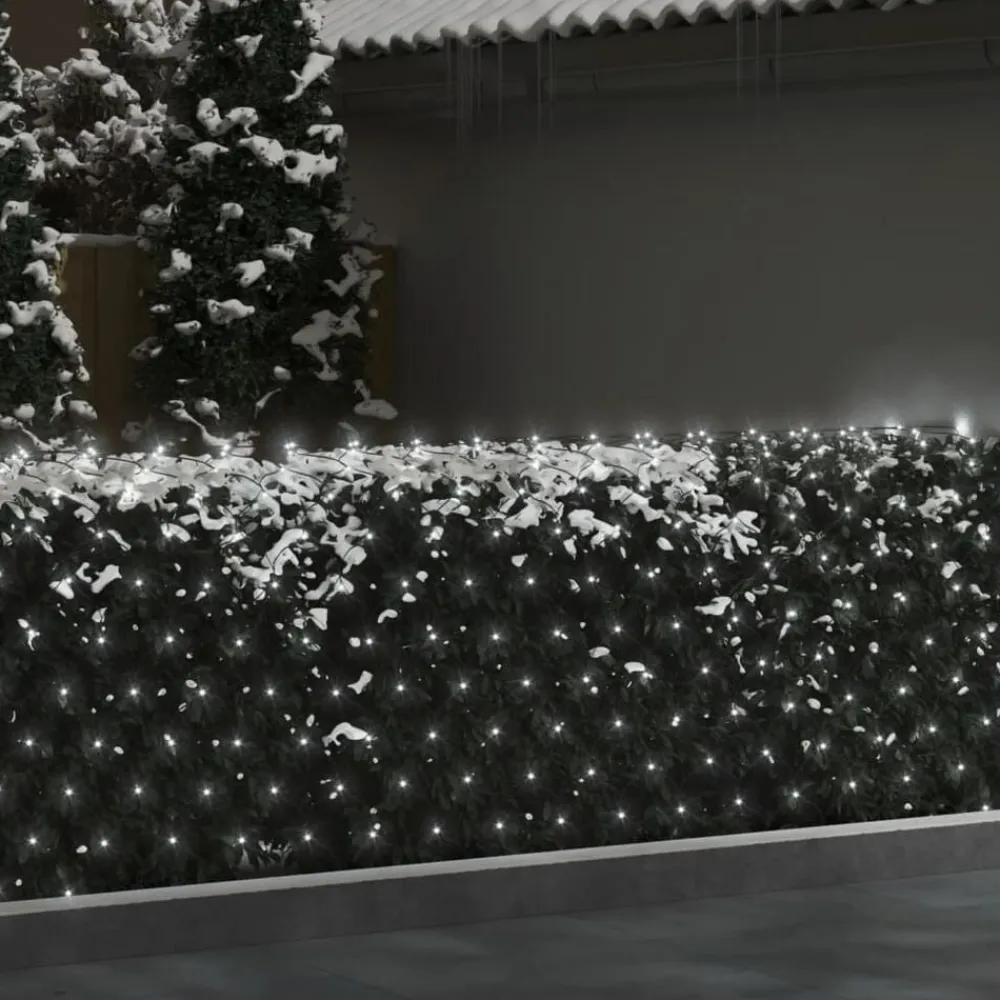 Luminaires-vidaXL Filet lumineux de Noël 3x2 m 204 LED Int/extérieur Blanc froid