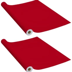 Décorations-vidaXL Films autoadhésifs pour meubles 2 pcs 500x90 cm PVC Rouge