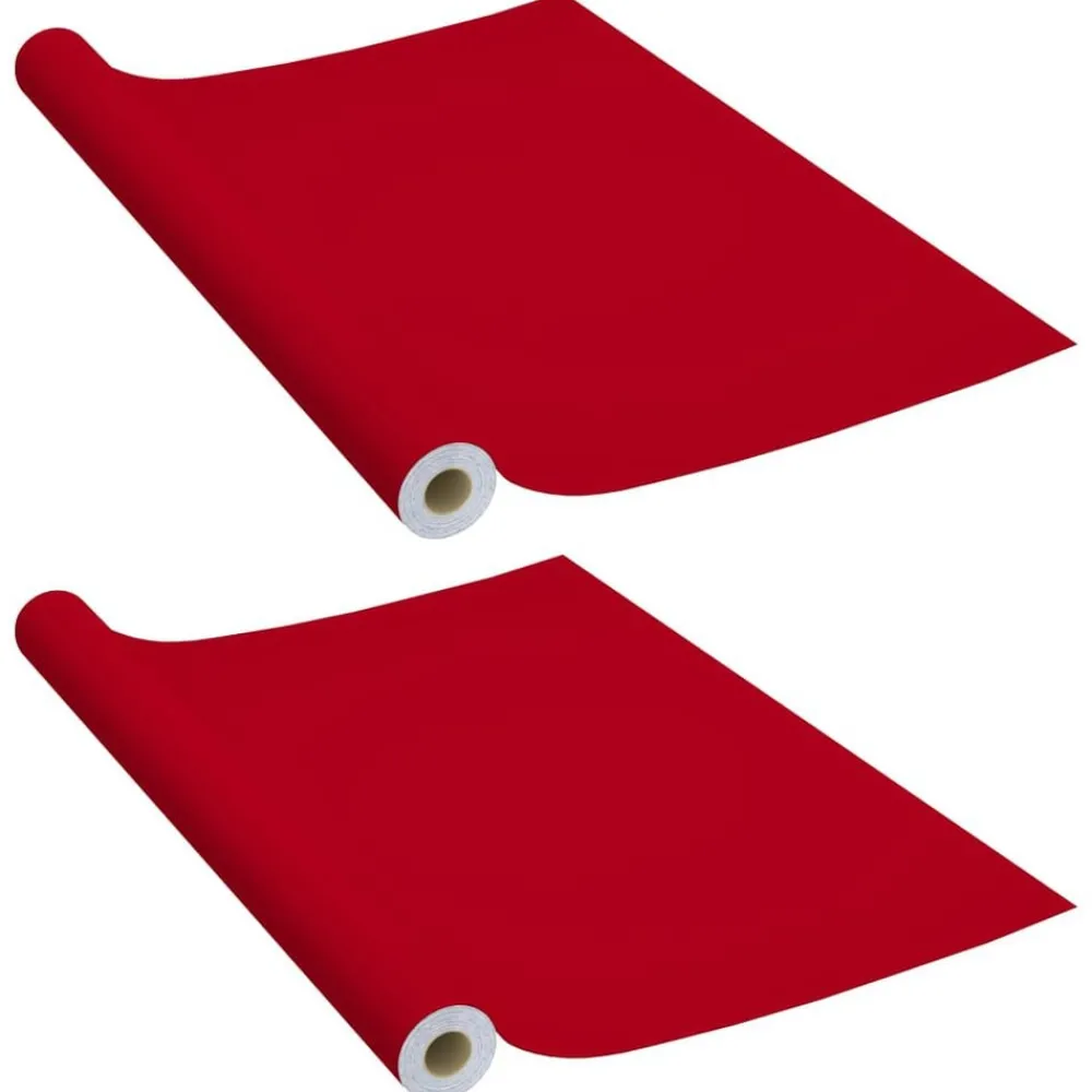 Décorations-vidaXL Films autoadhésifs pour meubles 2 pcs 500x90 cm PVC Rouge