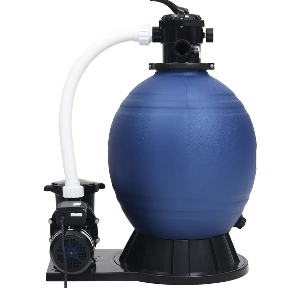 vidaXL Filtre à sable avec vanne 7 voies et pompe 1000 W Bleu et noir