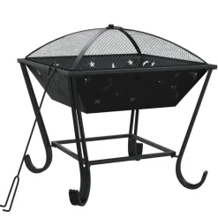 vidaXL Foyer avec tisonnier 50 cm XXL acier