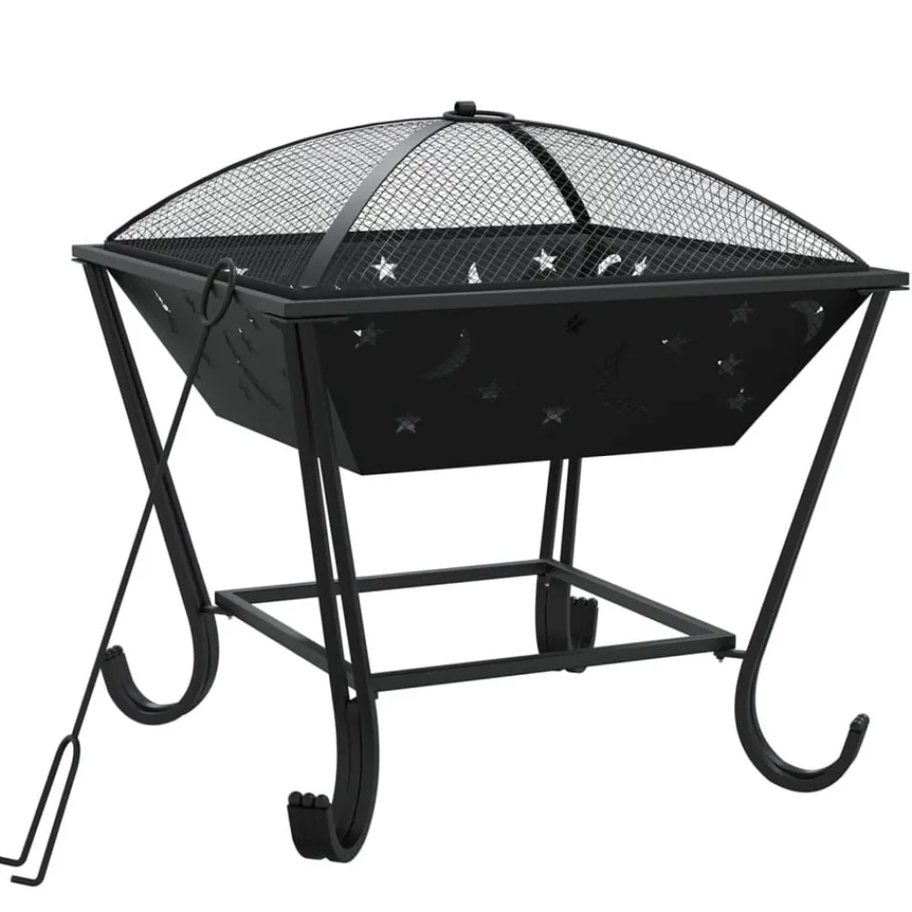 vidaXL Foyer avec tisonnier 50 cm XXL acier