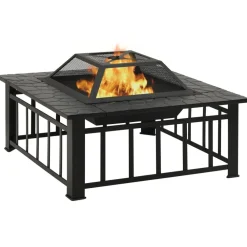 Cheminées-vidaXL Foyer avec tisonnier 79x79x46,5 cm XXL acier
