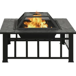 Cheminées-vidaXL Foyer avec tisonnier 79x79x46,5 cm XXL acier