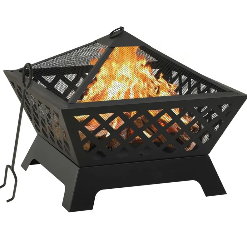 Cheminées-vidaXL Foyer avec tisonnier 64 cm XXL Acier