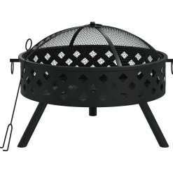 Cheminées-vidaXL Foyer avec tisonnier 58 cm XXL acier