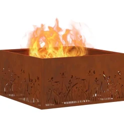 Cheminées-vidaXL Foyer de cheminée Marron 60 x 60 x 30 cm Acier patiné Acier corten/marron