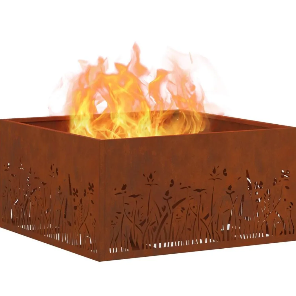 Cheminées-vidaXL Foyer de cheminée Marron 60 x 60 x 30 cm Acier patiné Acier corten/marron