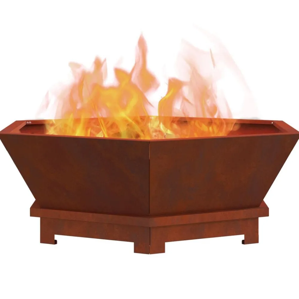 Cheminées-vidaXL Foyer de cheminée Marron 75 x 75 x 28 cm Acier patiné Acier corten/marron