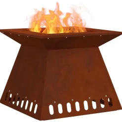 vidaXL Foyer de cheminée Marron 48 x 48 x 40 cm Acier patiné