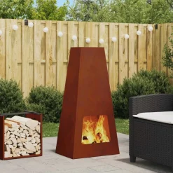 vidaXL Foyer de cheminée Marron 50 x 35 x 100 cm Acier patiné