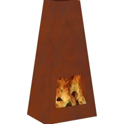 vidaXL Foyer de cheminée Marron 50 x 35 x 100 cm Acier patiné
