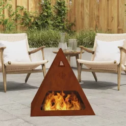 Cheminées-vidaXL Foyer de cheminée Marron 50 x 50 x 51 cm Acier patiné Acier corten/marron