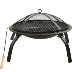 vidaXL Foyer et barbecue avec tisonnier 2 en 1 56x56x49 cm Acier
