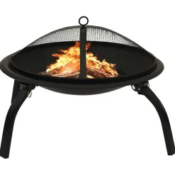 vidaXL Foyer et barbecue avec tisonnier 2 en 1 56x56x49 cm Acier