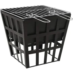 vidaXL Foyer et barbecue 2 en 1 34x34x48 cm Acier
