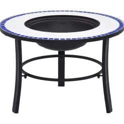 Cheminées-vidaXL Foyer mosaïque 68 cm Céramique Bleu et blanc