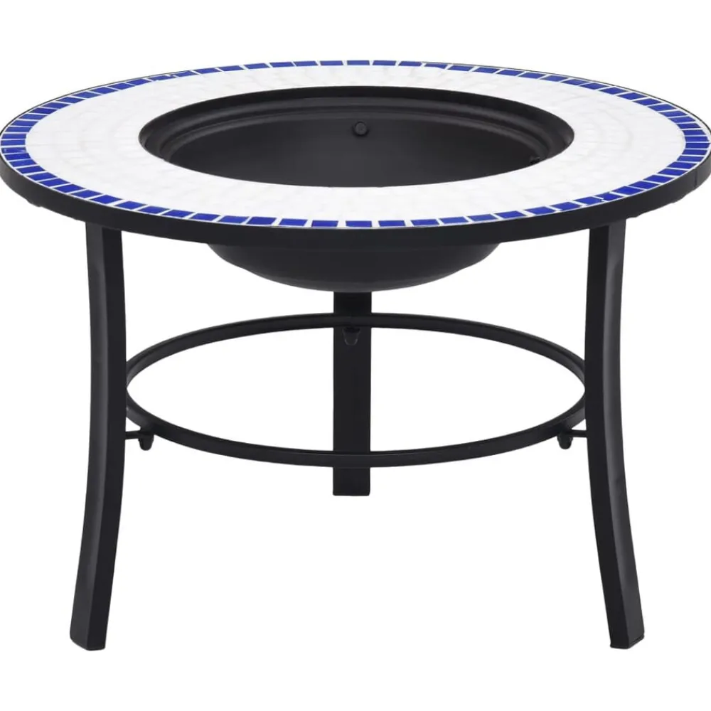 Cheminées-vidaXL Foyer mosaïque 68 cm Céramique Bleu et blanc