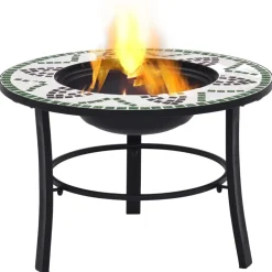 Cheminées-vidaXL Foyer mosaïque 68 cm Céramique Vert