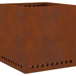 Cheminées-vidaXL Foyer sans fumée Marron 48 x 48 x 50 cm Acier patiné Acier corten/marron