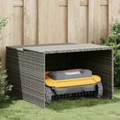 Pelouses & Jardins-vidaXL Garage pour robot tondeuse 86x90x52/57 cm résine tressée Gris