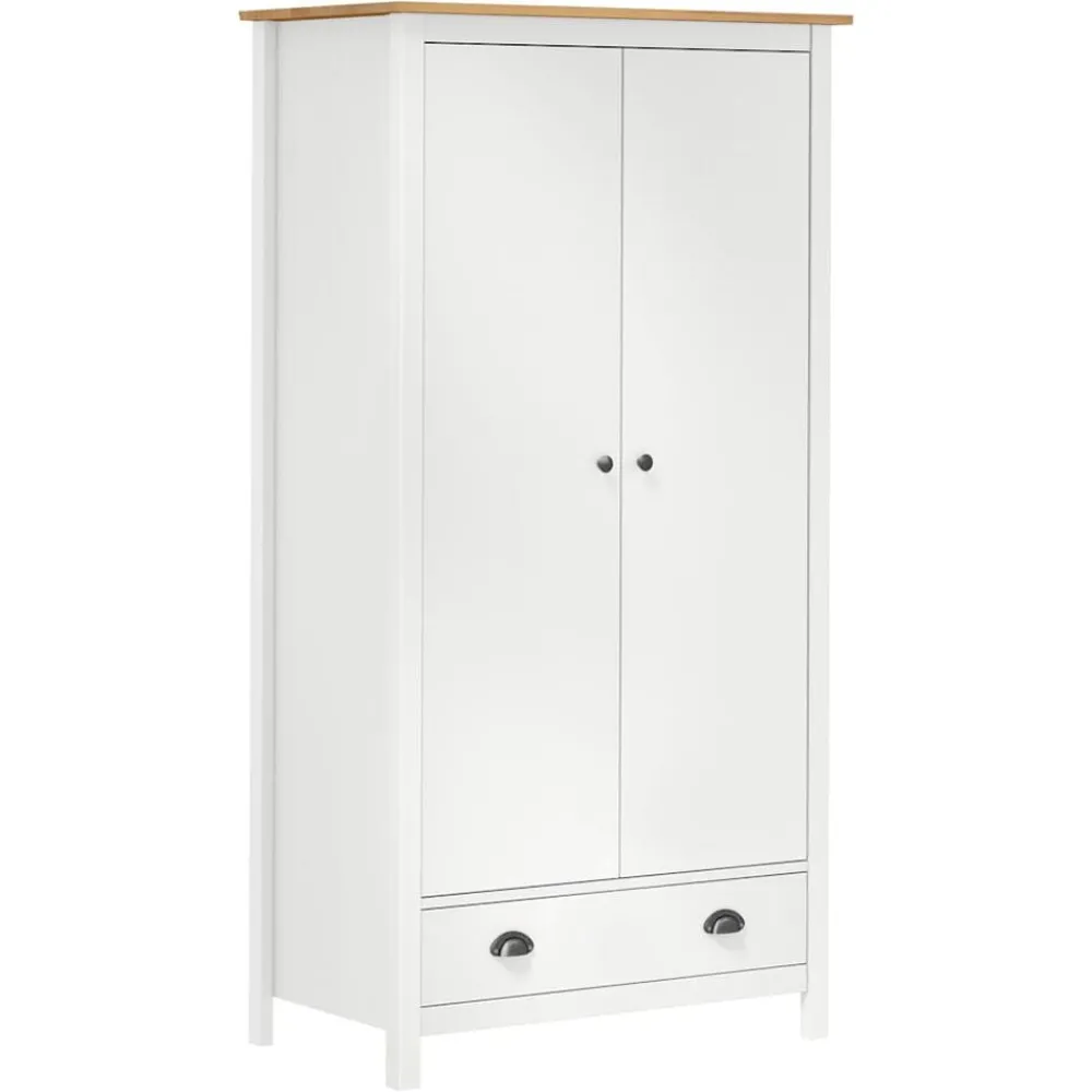 Armoires & Meubles De Rangement-vidaXL Garde-robe à 2 portes Hill Blanc 89x50x170cm Bois de pin solide Blanc et marron