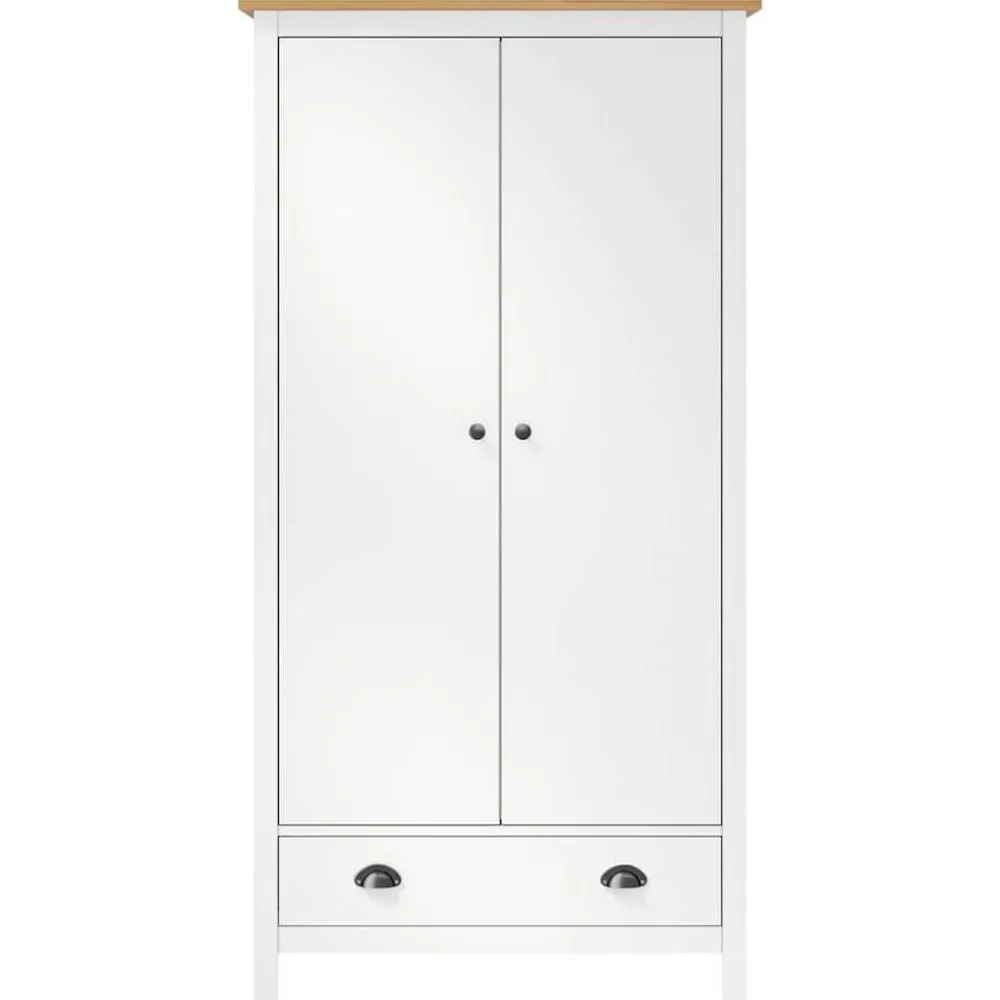 Armoires & Meubles De Rangement-vidaXL Garde-robe à 2 portes Hill Blanc 89x50x170cm Bois de pin solide Blanc et marron